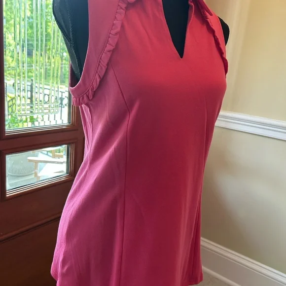 Aryeh Pink Ruffled Polo TankTop - Picture 2 of 4
